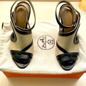 Hermes canvas strappy sandal